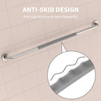 36 Inch Anti Slip Shower Grab Bar, Munzong Chrome Stainless Steel Bathroom Grab Bar w/Gray Rubber Grip, Bathroom Balance Bar,Safety Handrail Support,Handicap Elderly Senior Assist Bath Handle
