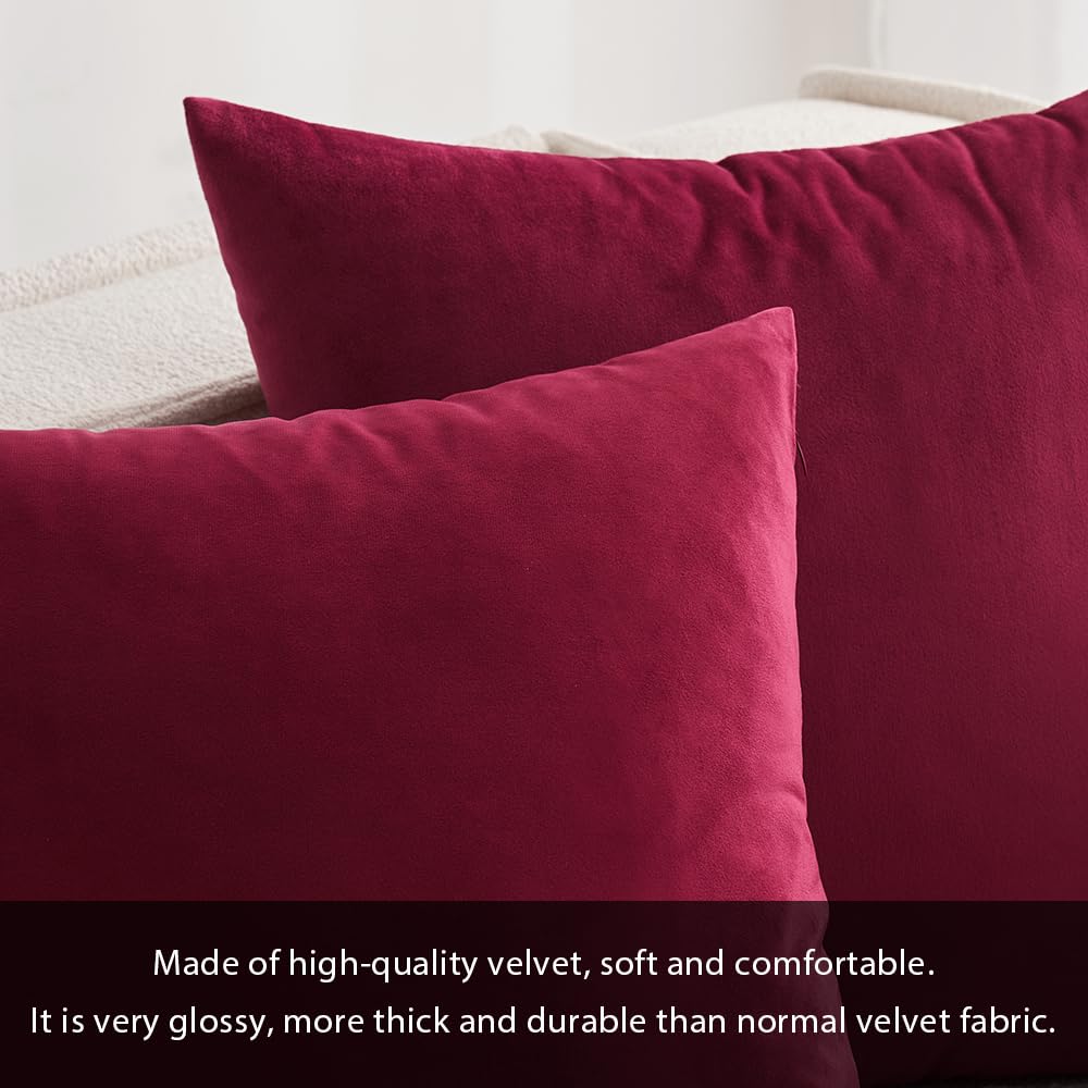 MIULEE Pack of 2 Velvet Soft Solid Decorative Square Throw Pillow Covers Set Christmas Cushion Cases Pillowcases for Sofa Bedroom Couch Car18x18 Inch 45x45 Cm