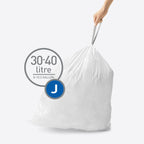 simplehuman Code J 200 Count, Genuine Custom Fit Liners, Drawstring Trash Bags in Dispenser Packs, 30-45 Liter / 8-12 Gallon, White