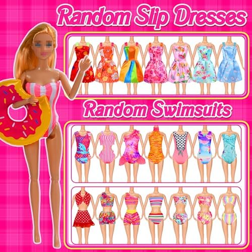 71 Pack Doll Clothes and Accessories - 5Princess Dress 9 Fashion Dress Cloth 3 Top and Pants 3 Bikini Swimsuits 20 Shoes 28 Other Doll Accessories Size Suit for 11.5 Inch Dolls