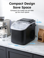 Ice Makers Countertop, 26lbs in 24Hrs, 8 Ice Cubes Ready in 6 Mins, Self-Cleaning Portable Ice Machine with Handle, Countertop Ice Maker with Basket and Scoop for Home/Kitchen/Camping/RV