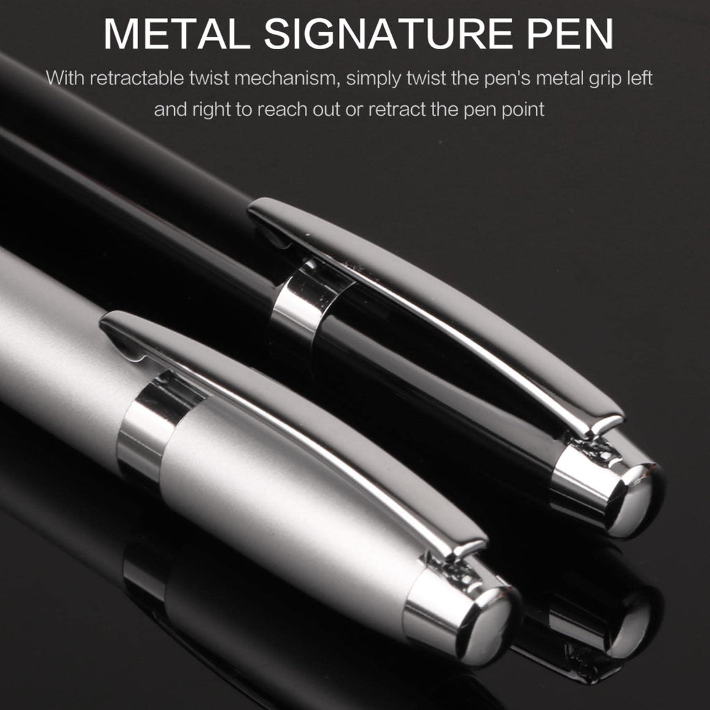 Metal Ballpoint Pen, Twist Open Retractable Rollerball Pen Medium Point (1.0mm) Black Ink Smooth Writing Business Gift Pens for Men, Women, Office, Channewer Executive Premium Signature Pens （Black）