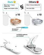20 Pack Fairy Lights Battery Operated 3.3ft 20 LED Mini String Lights Copper Wire Twinkle Lights for Mason Jars Festivals Wedding Christmas Party Centerpiece Table Decorations, Warm White & Cool White