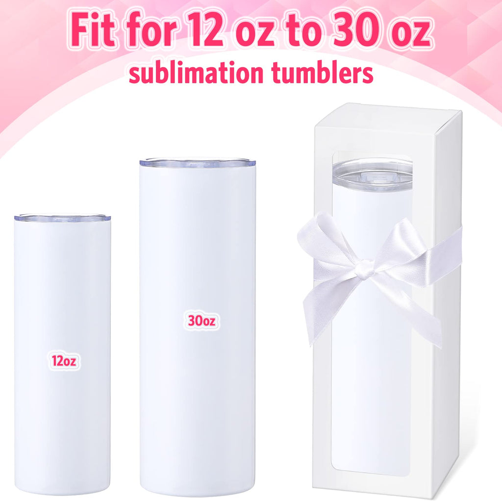PerKoop 36 Pcs Gift Boxes with Ribbon for Sublimation Tumbler Christmas Tumbler Box for 12 oz, 20 oz, 30 oz Tumbler Gift Box for Shipping Blanks Sublimation Tumbler Gift Wrapping (White)