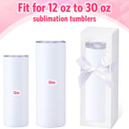PerKoop 36 Pcs Gift Boxes with Ribbon for Sublimation Tumbler Christmas Tumbler Box for 12 oz, 20 oz, 30 oz Tumbler Gift Box for Shipping Blanks Sublimation Tumbler Gift Wrapping (White)