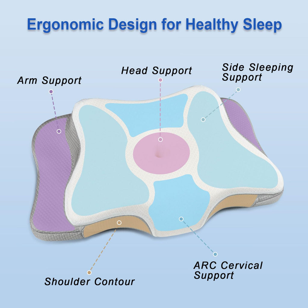 Pain Relief Cervical Pillow for Neck Support,Adjustable Ergonomic Pillow Cozy Sleeping,Odorless Orthopedic Memory Foam Pillows,Contour Bed Pillow for Side Back Stomach Sleeper