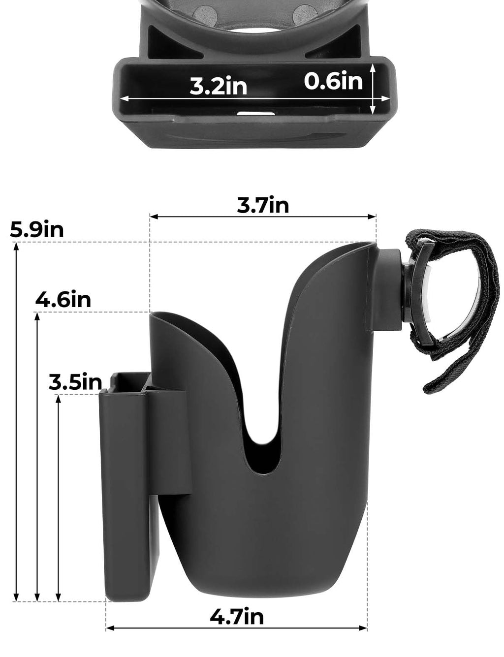 JOYTUTUS Cup Holder for Wheelchair, 2 in 1 Water Bottle Holder and Phone Bracket, Universal Drink Cup Holder for Walker, Rollator, Stroller, Scooter