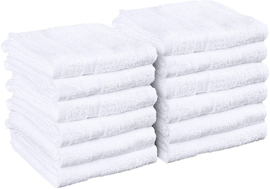 Utopia Towels - Salon Towel, Pack of 12 (Not Bleach Proof, 16x27 Inches) Highly Absorbent Cotton Towels for Hand, Gym, Beauty, Spa, and Home Hair Care, White