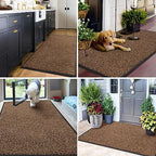 Mibao Dirt Trapper Door Mat for Indoor&Outdoor, 36" x 60", Brown Black,Washable Barrier Mat, Heavy Duty Non-Slip Entrance Rug Shoes Scraper, Super Absorbent Front Door Carpet