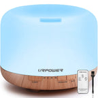 URPOWER 500ml Aromatherapy Essential Oil Diffuser Humidifier Room Decor Lighting with 4 Timer Settings, 7 LED Color Changing Lamp and Waterless Auto Shut-Off