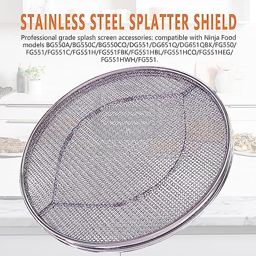 2pcs Stainless Steel Splatter Shield for Ninja FG551 Foodi, Accessories for Reusable Foodi Smart XL 6-in-1 Indoor Grill, Foodi Smart XL Accessories, Dishwasher safe
