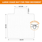Thickened Chair Mat for Carpet- 47.5" x 35.5" Low Pile Carpet Protector for Office Computer Desk Chair. Heavy Duty Desk Chair Mat for Carpeted Floors
