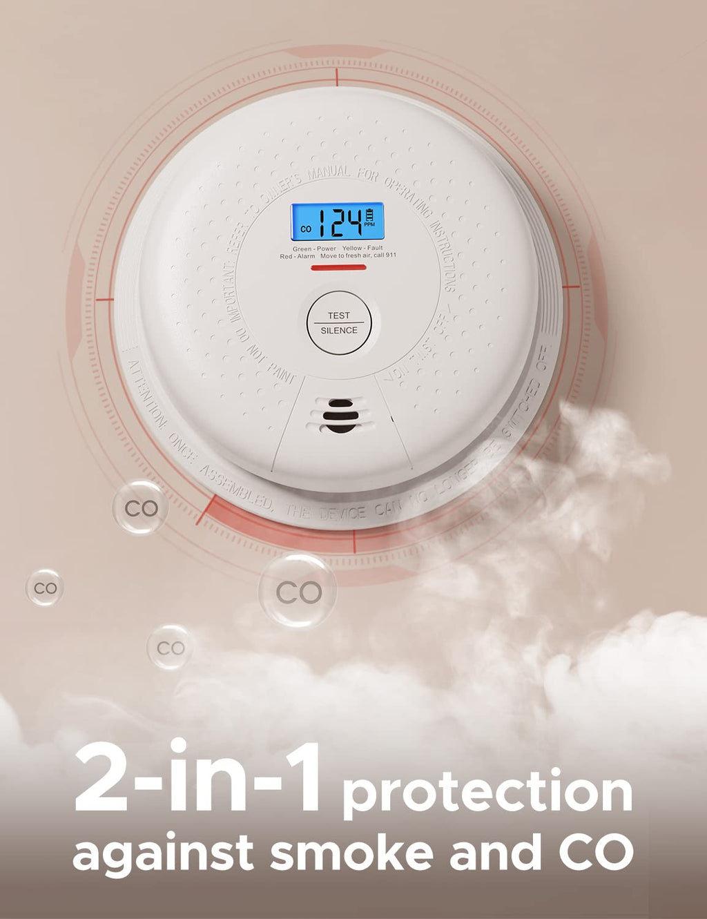 X-Sense Smoke and Carbon Monoxide Detector Combo, Wireless Interconnected Combination Smoke and Carbon Monoxide Detector with 10-Year Battery, Up to 24 X-Sense Link+ Wireless Alarms, SC01-W, 3-Pack