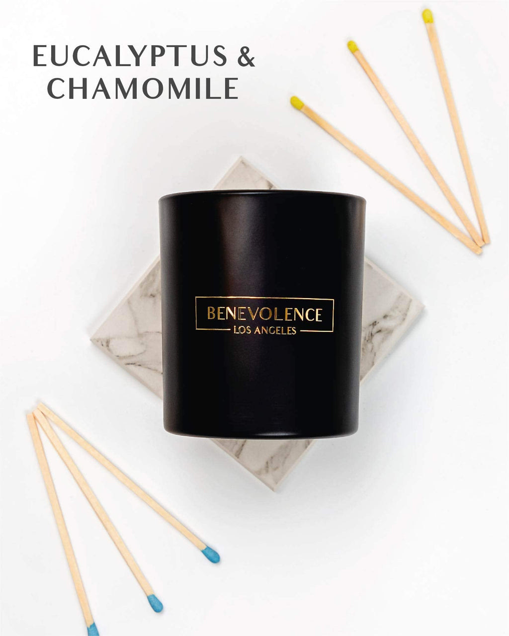 Benevolence LA Eucalyptus & Chamomile Scented Candle | 8 oz Spring Candles Gifts for Women, Seasonal Candles | 45 Hour Burn Scented Candles for Home Scented | Eucalyptus Candles | Masculine Candle