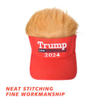 Trump 2024 Hat with Hair, Donald Trump Make America Great Again Wig Hat with Embroidered Logo, Adjustable MAGA Baseball Cap Great Gifts for Trump Fans Men/Women