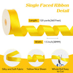 Yellow Satin Ribbon 120 Yards 1 1/2 Inch Yellow Ribbon Stocking Stuffers for Gift Wrapping Flower Bouquet Crafts Fall Decor Party Halloween Christmas Decorations