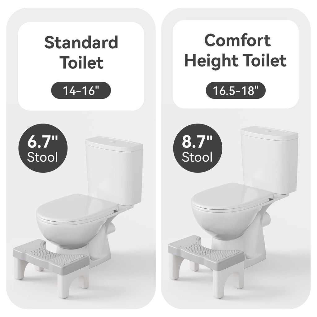 Kzeirm 2 Pack Toilet Foot Stool for Adults, 9 Inch Height Poop Stool for Bathroom, Squatting Potty Step Stool for Kids and Elderly, Banco para Baño Toilet, Gray, 2 Pack