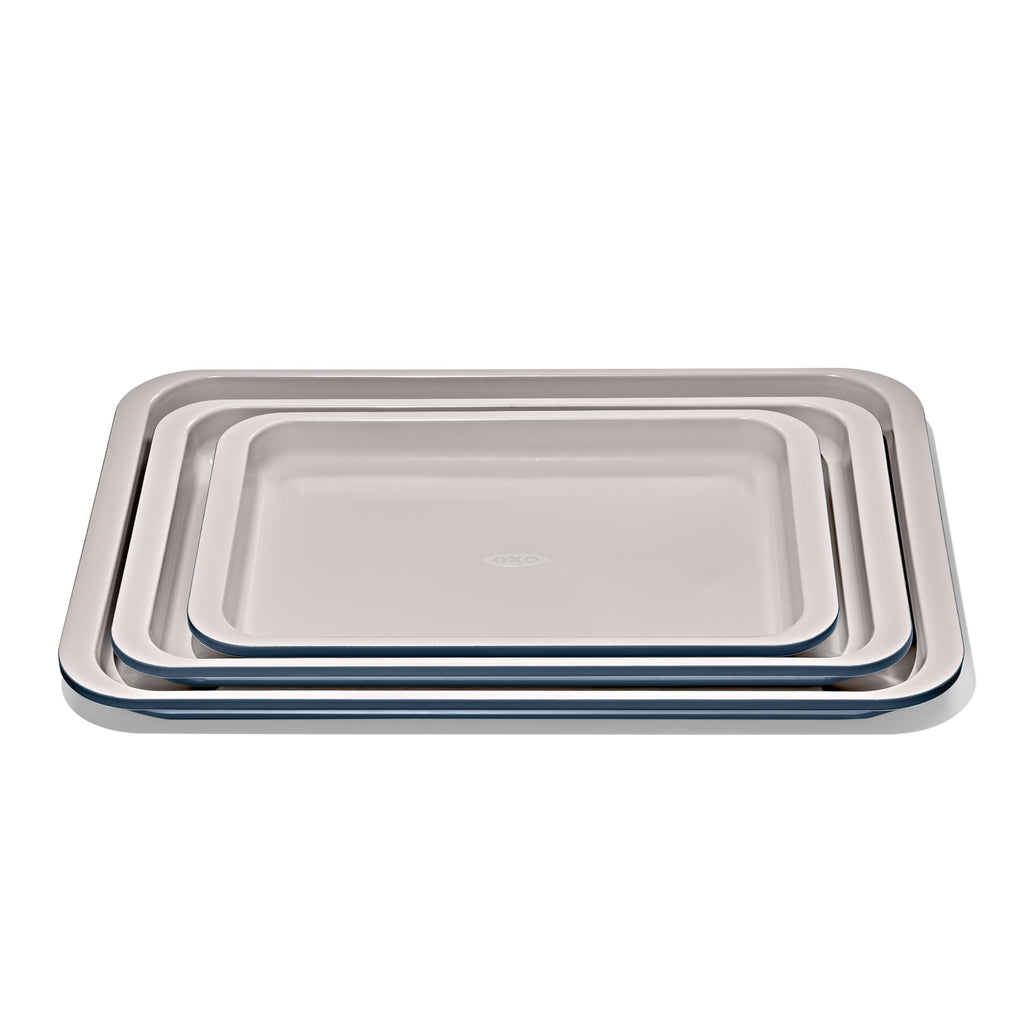 OXO Good Grips Non-Stick Pro Ceramic Coated Metal Bakeware 3-Piece Sheet Pan Set – Storm Blue