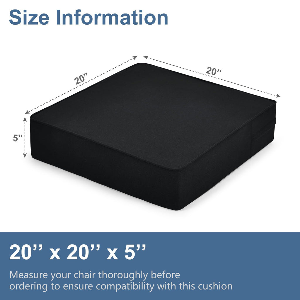 Shinnwa Gel Memory Foam Recliner Cushion for Elderly, Dual-Layer Foam Chair Pad, Extra Large Seat Cushion for Couch, Armchair, Wicker Chairs, Floor, 20 × 20 × 5in, Black