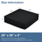 Shinnwa Gel Memory Foam Recliner Cushion for Elderly, Dual-Layer Foam Chair Pad, Extra Large Seat Cushion for Couch, Armchair, Wicker Chairs, Floor, 20 × 20 × 5in, Black