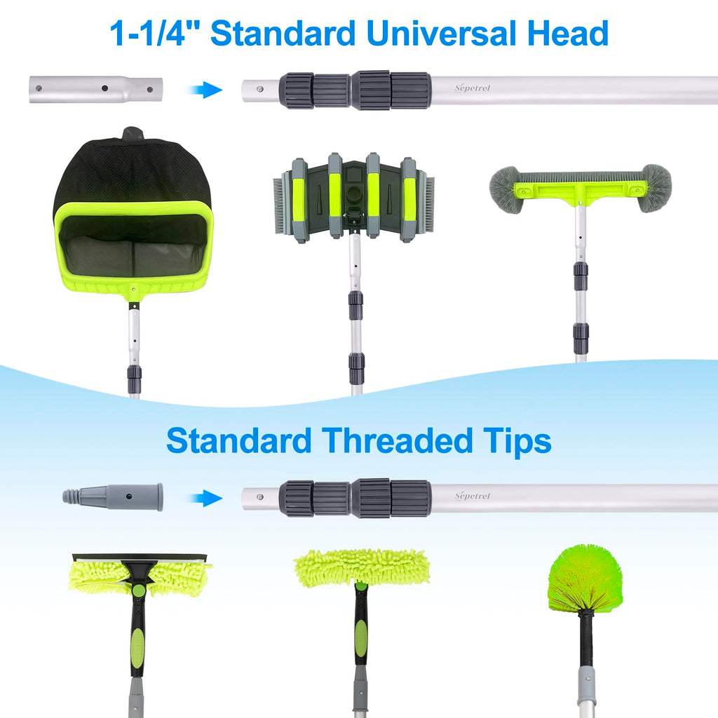 Sepetrel Pool Pole-Upgraded Professional 12 Foot Telescoping Swimming Pool Pole with Threaded Tips,Adjustable Telescopic Poles,for Skimmer Net,Brush,Vacuum Head