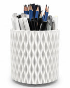 Rotating Pen Holder for Desk, 5 Slots Easthetic Pencil holder Desk Organizer Supplies and Accessories for Women Girls, Pencil Cup for Office Home Art Supply, White