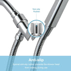 OFFO Shower Head Holder All Metal for Handheld Shower Head, Adjustable Shower Arm Mount with Solid Brass Pivot Ball, 1/2 in IPS Female Inlet and Male Outlet, Chrome