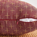 MIULEE Pack of 2 Christmas Decorative Burlap Linen Throw Pillow Covers Modern Farmhouse Pillowcase Rustic Woven Textured Cushion Cover for Sofa Couch Bed 18x18 Inch Wine Red