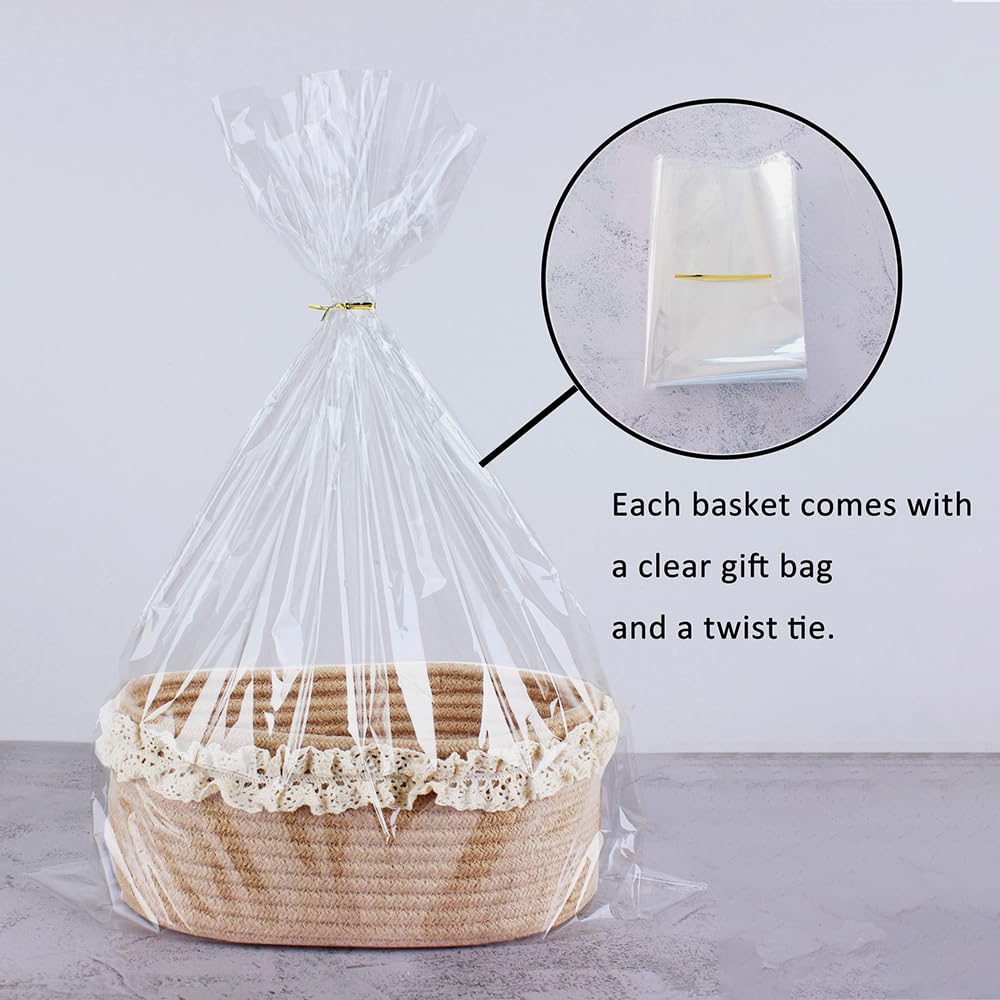 Yimi's Dream Baskets for Gifts Empty, Small Brown Storage Basket for Shelves, Decorative Jute Woven Basket for Nursery, Baby Shower, Christmas, Families (Oval, 12"x 8"x 5")