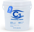 C3… 5 lbs. 3" Stabilized Chlorine Tabs for Swimming Pools | Easy to Use for Above Ground or Inground Pool | Slow Dissolving Individually Wrapped Chlorinating Tablets | 5 Pound Bucket