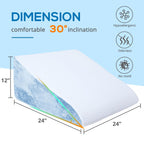 Sasttie Wedge Pillow, 12 Inch Memory Foam Bed Wedge Pillow for Sleeping, Acid Reflux, Back Pain, Post Surgery, and Snoring, Designed with Washable Cover, Sky Gray