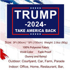 Trump 2024 Flag, 3 x 5 Ft Trump Flags Take American Back Banner, 100% Polyester Fabric with Brass Grommets, Vivid Color and Fade Proof, Fly Your Trump Flag in Outdoor, Car, Farm, Room
