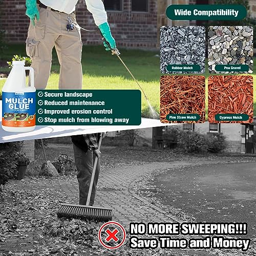 Mulch Glue -64OZ Mulch Glue for Landscaping, Super Strength Landscape Adhesive Landscape Lock, Fast-Dry, Non-Toxic, Mulch Binder Glue, Pea Gravel, Mulch for Garden, Adhesive Max Mulch Glue Spray