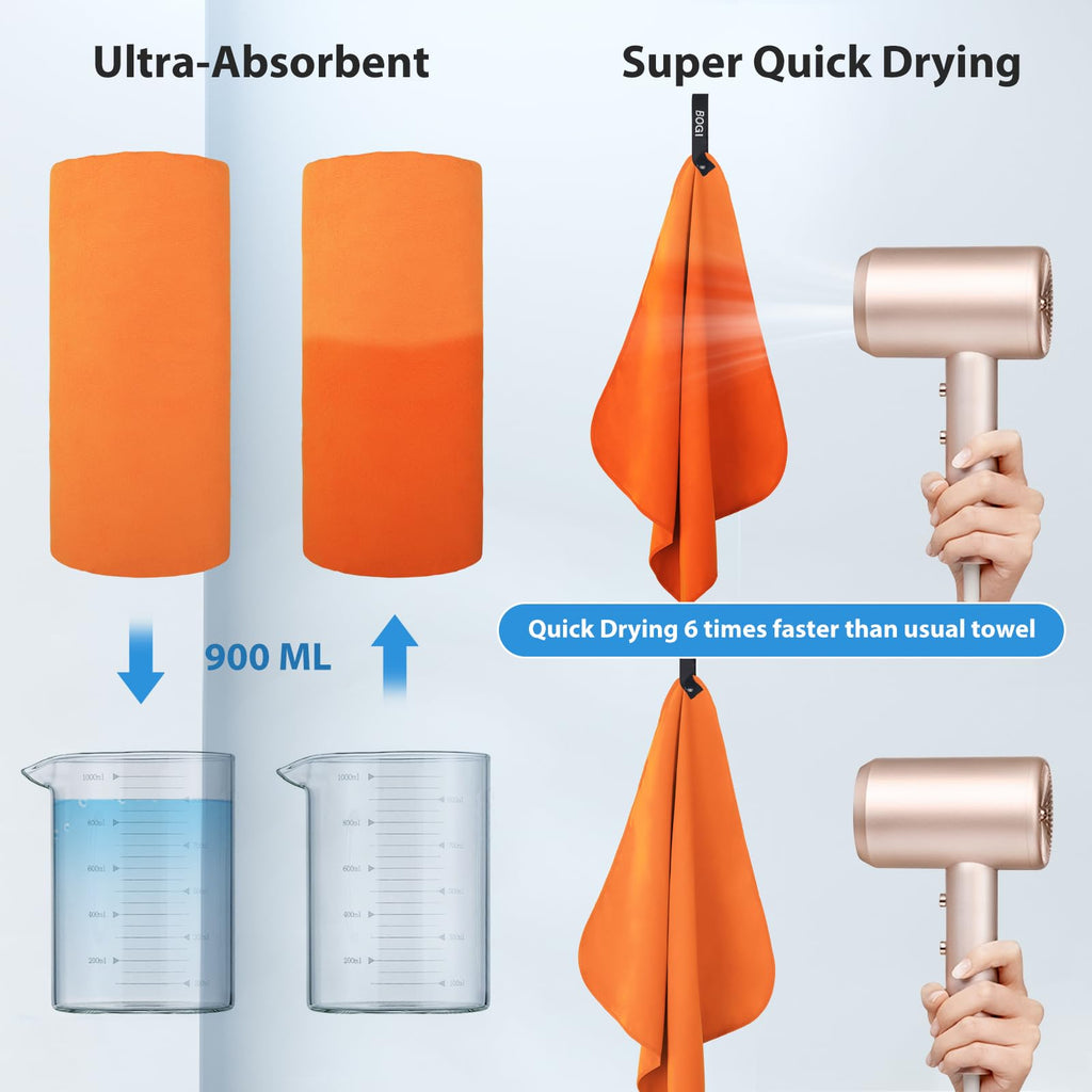 Microfiber Travel Sports Towel-Quick Dry Towel,Soft Lightweight Microfiber Camping Towel Absorbent Compact Travel Towel for Camping Gym Beach Bath Yoga Swimming Backpacking (M:40''x20''-Orange)