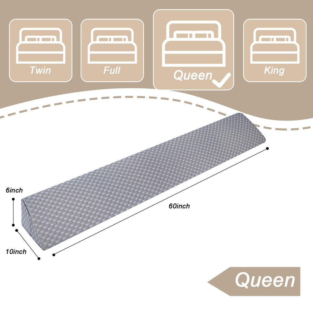 Lvemilio Queen Size(60"x10"x6") Bed Wedge Pillow, Bed Gap Filler for Headboard, Headboard Bolster Pillow, Wall Pillow, Fill The Gap (0-8") Between Headboard/Wall and Mattress