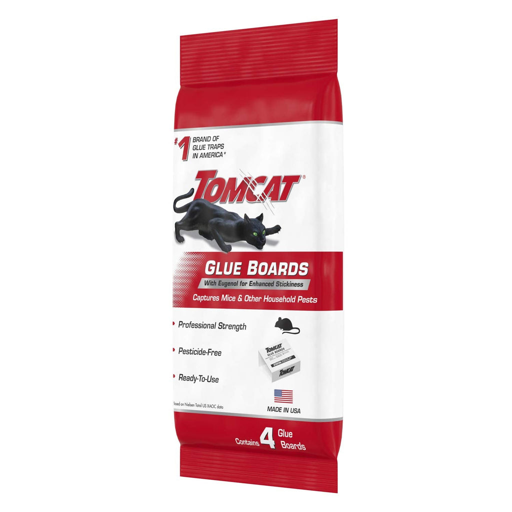 Tomcat Glue Boards with Immediate Grip Glue for Mice, Cockroaches, and Insects, Ready-to-Use, 8-Pack (32 Glue Boards)