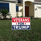 Donald Trump 2024 Yard Sign, Military Veterans For Trump, 18" x 12" Double-Sided Sign, Metal H-Stake Included