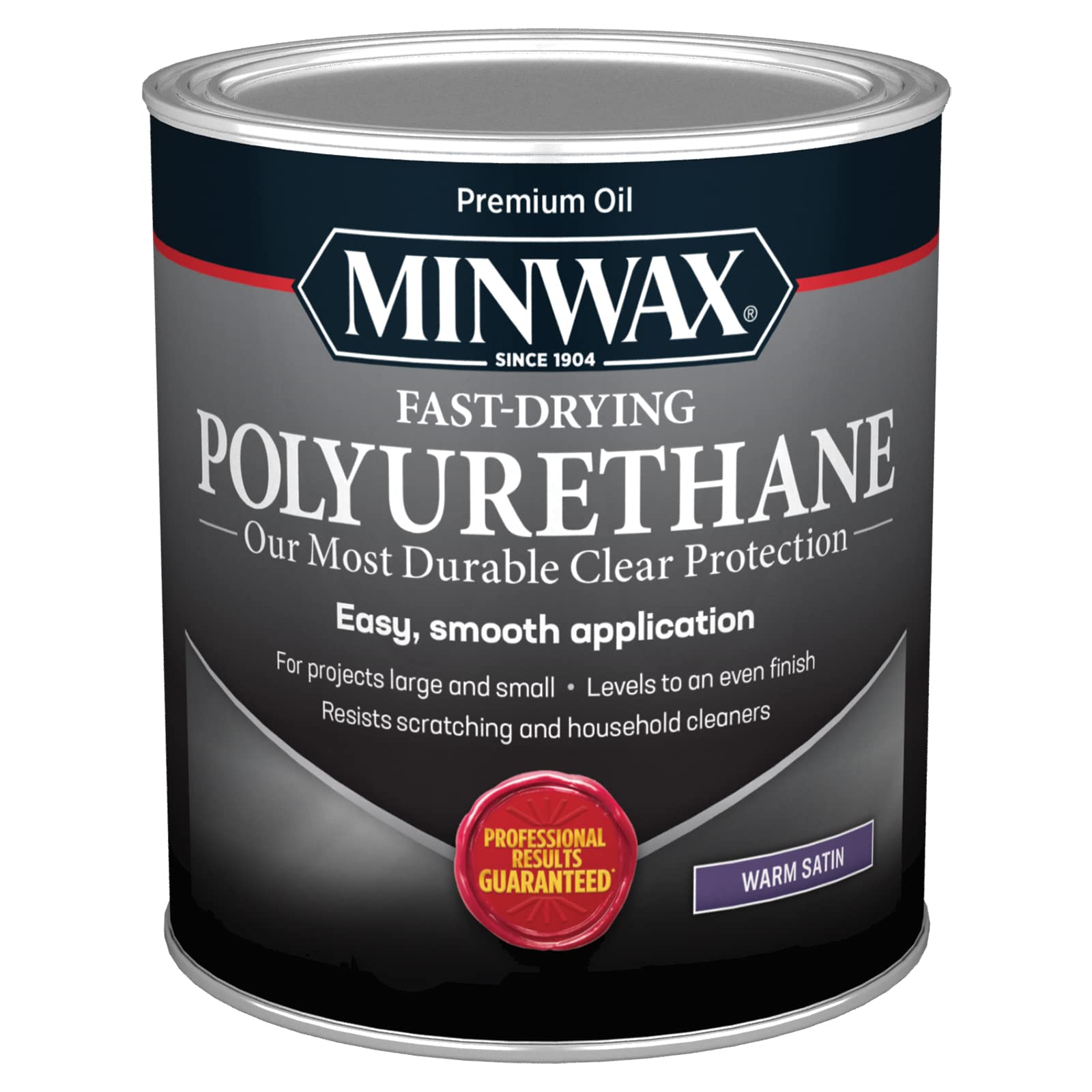 MINWAX Fast Drying Polyurethane Protective Wood Finish, Warm Satin, 1 Quart