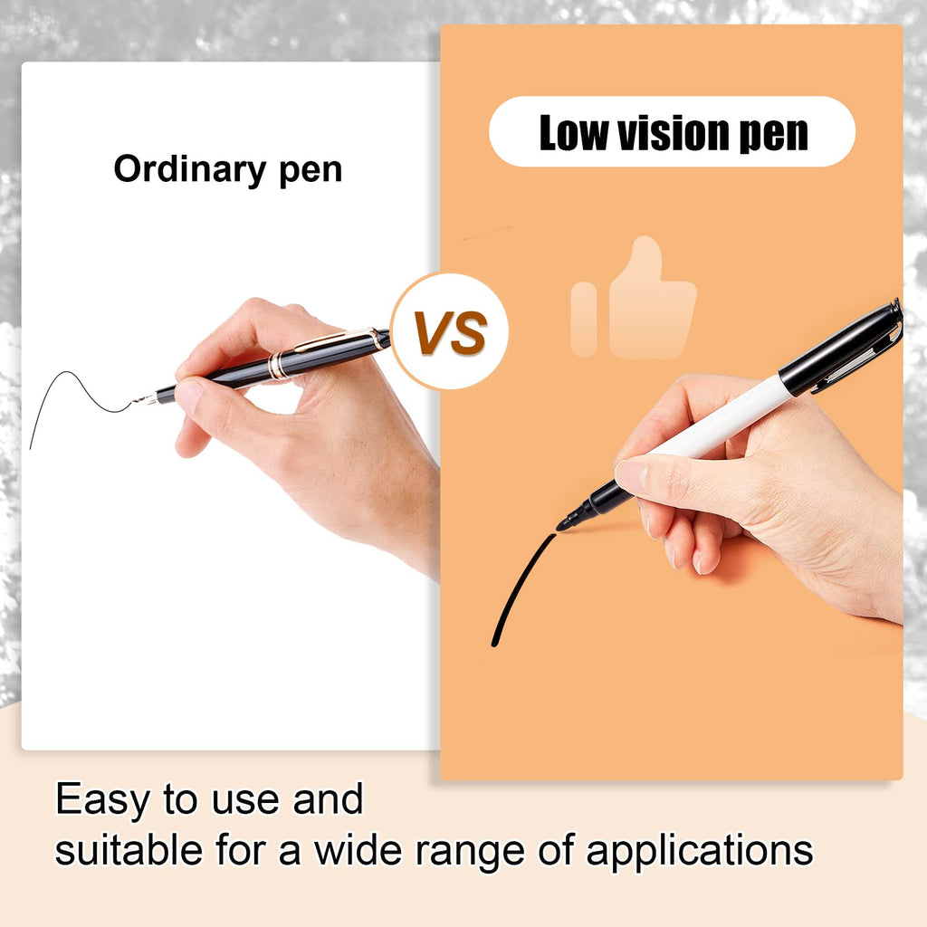 Colarr 24 Pcs Thick Tipped Low Vision Pen Black Ink Visual Pen Easy to See Bold Pens with Felt Tip Quality Low Vision Aids for Low Vision Seniors Elderly Office Home Classroom Writing Reading