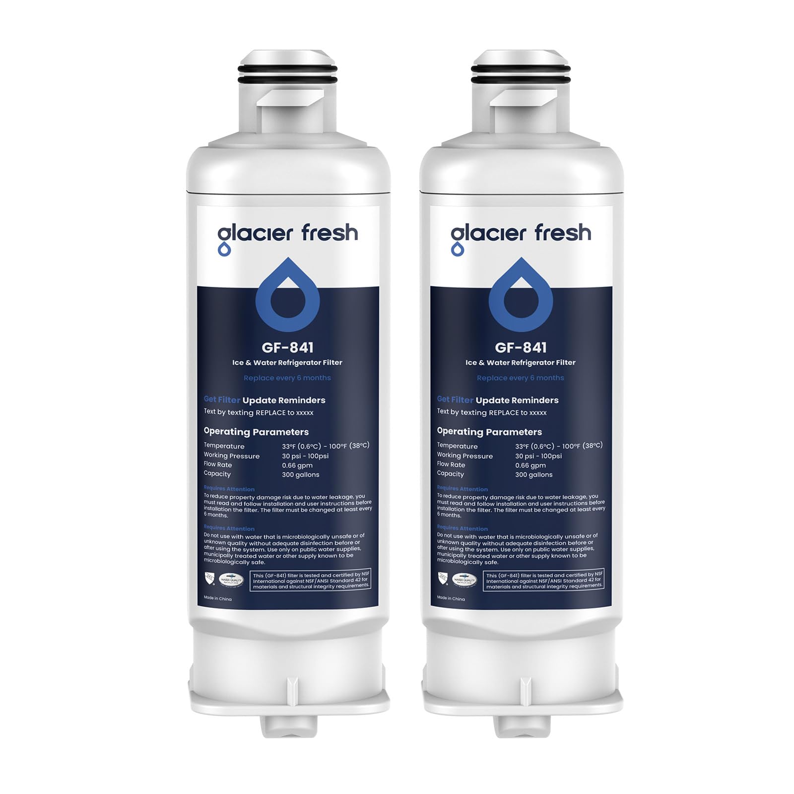 GLACIER FRESH DA97-17376B HAF-QIN Water Filter Replacement for Samsung HAF-QIN/EXP, DA97-08006C, RF23M8070SG, RF23M8070SR, RF23M8090SG, RF23M8090SR, RF23M8570SR, RF23M8590SG (2 Pack)