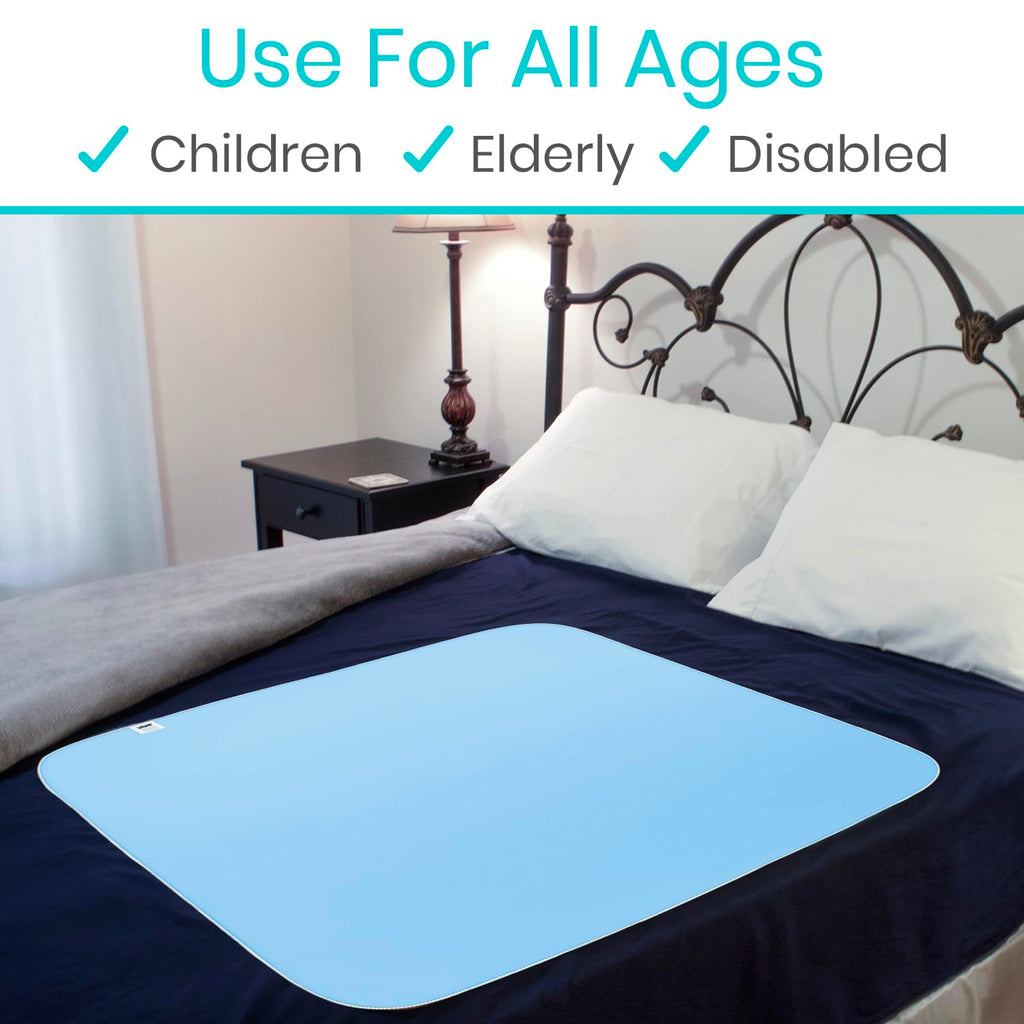 Vive Bed Pads for Incontinence Washable, Bed Wetting Protection for Adults & Elderly - Waterproof Reusable Underpads for Mattress, Women, Men, Kids, Pets (Blue, 34" x 36")