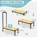 Bed Step Stool with Handle for Elderly Adults Medical Stepping Stool SUV Car Bariatric Handicap Seniors Safety Bedside Foot Step for High Beds with Adjustable Assist Handle Wide Platform