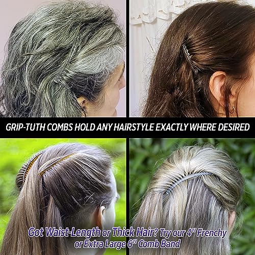 Grip-Tuth Combs - Set Of 2 Hair Side Combs - Hair Combs For All Types Of Hair - Decorative & Hair Styling Women Accessories (Shell, 3 ¼ ″ Wide)