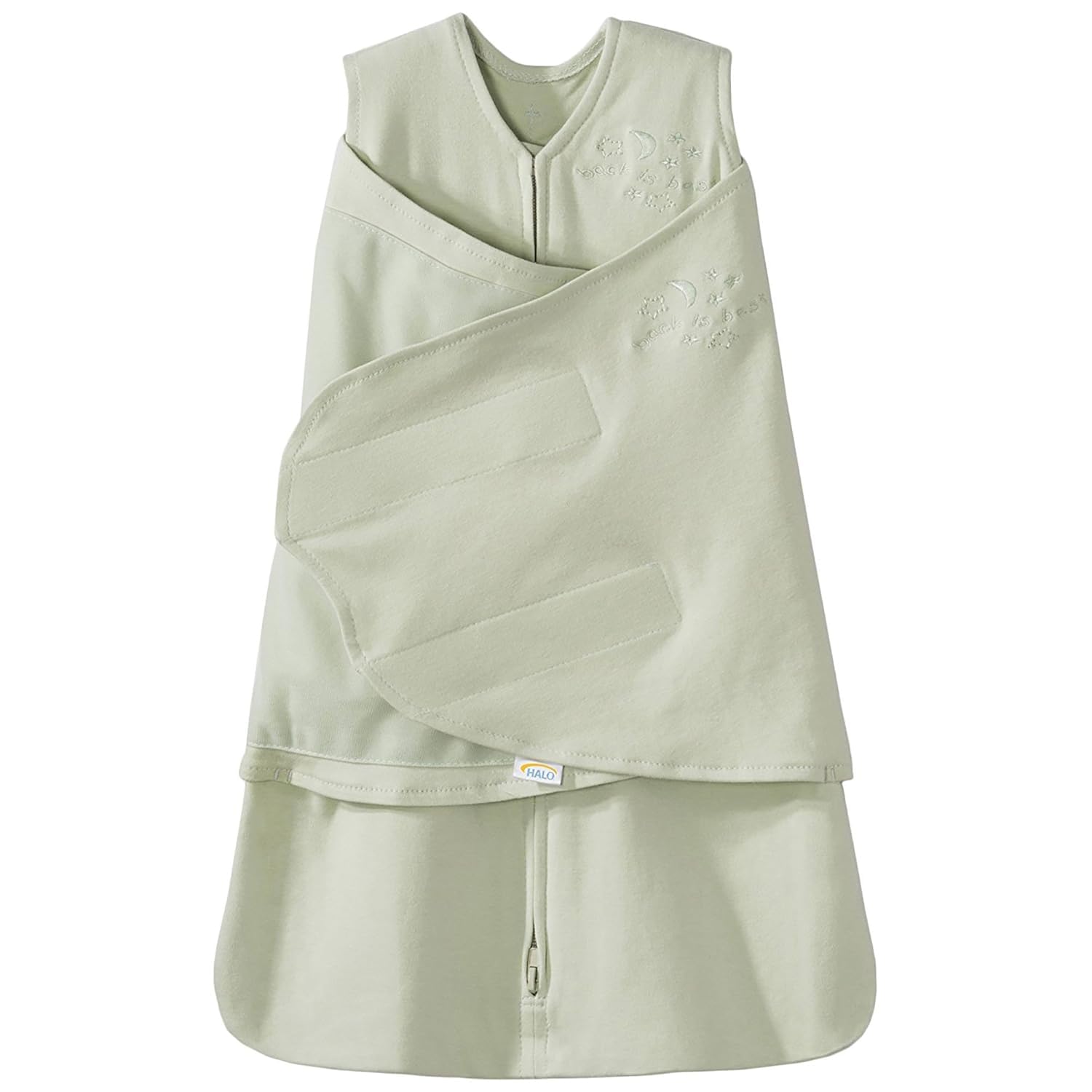 HALO 100% Cotton Sleepsack Swaddle, 3-Way Adjustable Wearable Blanket, TOG 1.5, Sage, Small, 3-6 Months