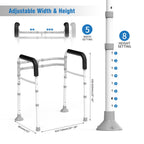 WISDEER Toilet Safety Rails Stand Alone - Adjustable Detachable Toilet Safety Frame with Handles for Elderly and Handicapped - Heavy-Duty Toilet Safety Rails Fit Most Toilets