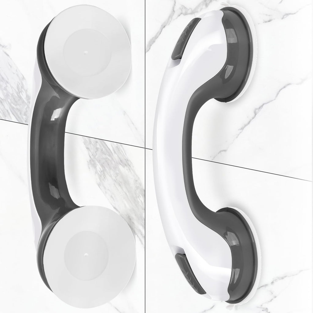 Shower Handle Grab Bars Bathtubs - 2Packs 12inch for Bathroom with Strong Hold Suction Cup, Balance Bar Safety Hand Rail for Injury, Senior, Elderly Black