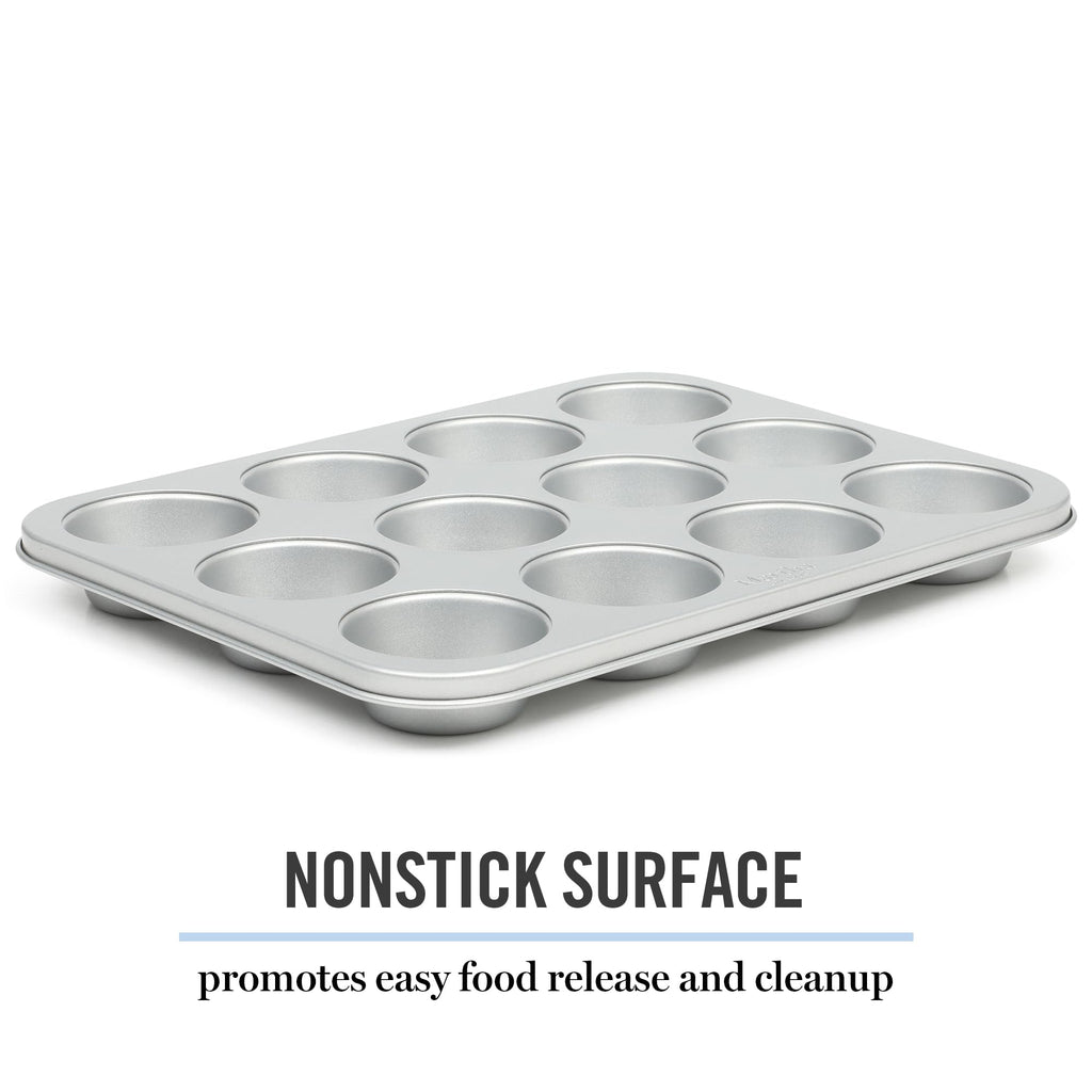 Martha Stewart Gallen 12 Cup Nonstick Carbon Steel Muffin/Cupcake Pan - Silver