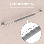 32 Inch Anti Slip Shower Grab Bar, Munzong Chrome Stainless Steel Bathroom Grab Bar w/Gray Rubber Grip, Bathroom Balance Bar,Safety Handrail Support,Handicap Elderly Senior Assist Bath Handle