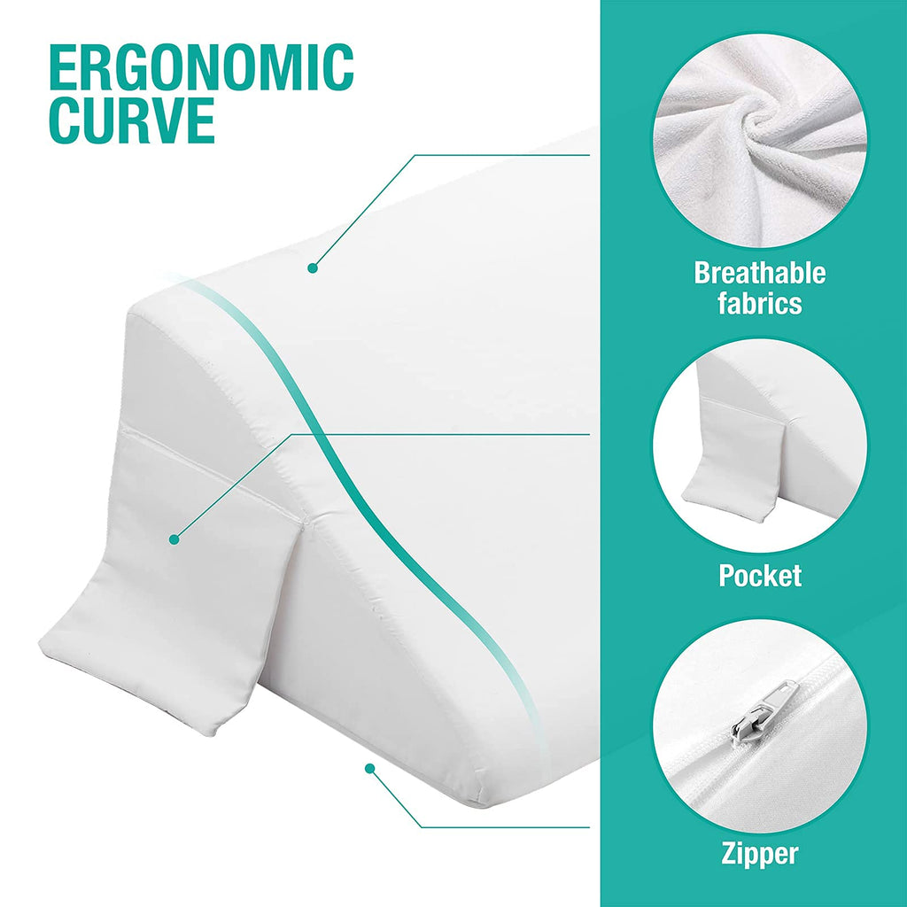 Vekkia Twin Size Bed Wedge Pillow Gap Filler/Headboard Pillow/Mattress Wedge Fill Gap (0-6") Between Headboard and Mattress (White)