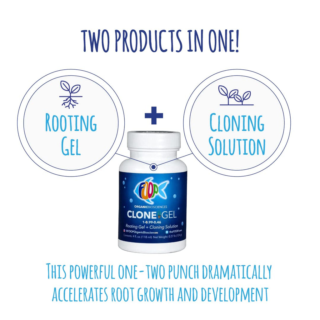 FOOP Propagation Pack | FOOP Clone Gel & FOOP Mist | Makes Cloning Simple | Rooting Gel + Cloning Solution | Organic Foliar Spray | Contains One 4oz Bottle & One 32oz Foliar Spray